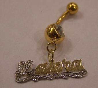 Nikfine personalized 14K gold overlay Navel Belly Ring ID Name Piercing Jewelry/any name UP TO 9 LETTER