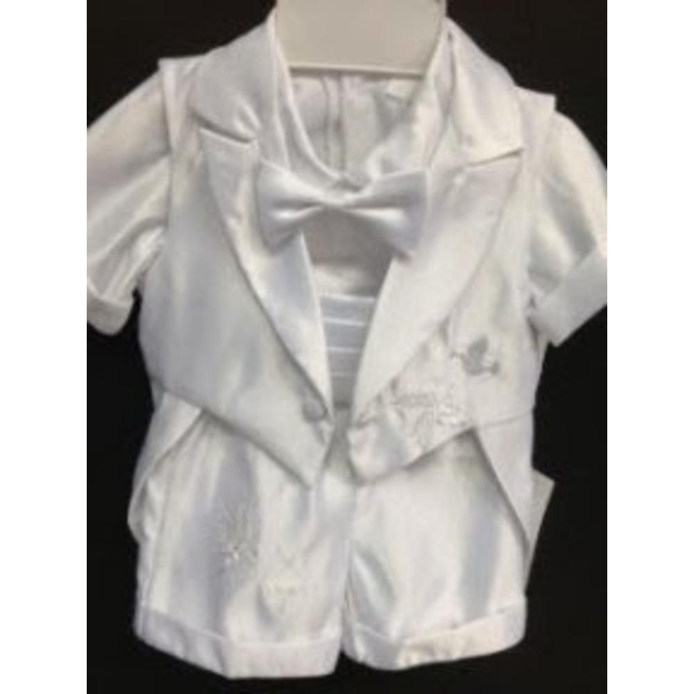 Angel SIZE  LARGE Baby Boy WHITE Tuxedo Christening Baptism dress outfit set SUIT/ L / LARGE / 12-18  MONTHS/BT201SHORT