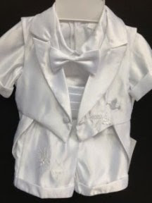 Angel SIZE SMALL Baby Boy WHITE Tuxedo Christening Baptism dress outfit set SUIT/ S / SMALL / 3-6 MONTHS/BT201SHORT