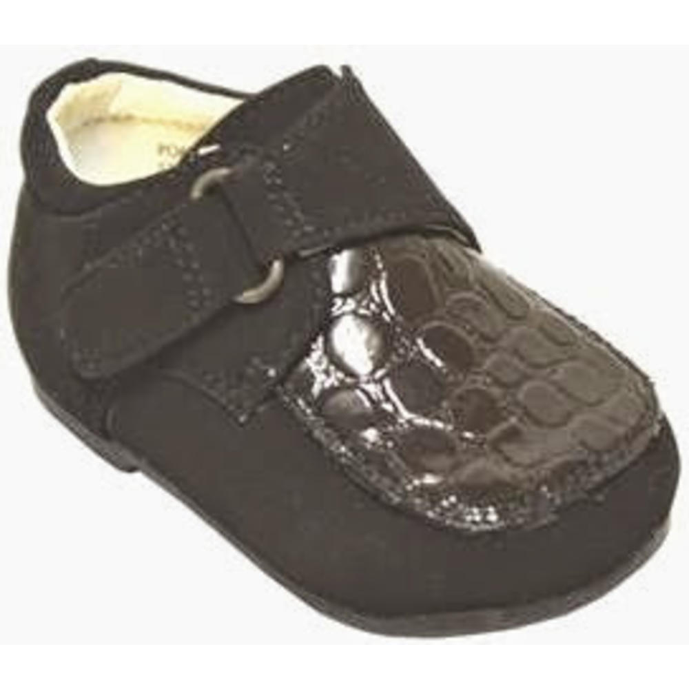 Angel Infant Boys'  Dress baby Shoes with Velcro /tuxedo/christening/wedding/size 2-3-4-5-6/ - Black/#4818