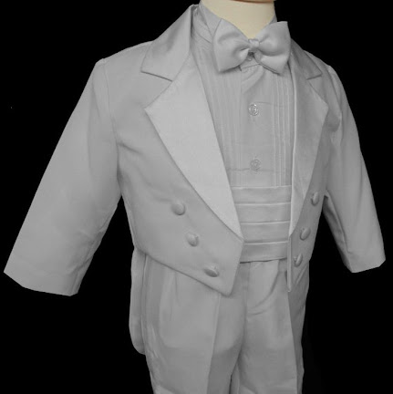 Angel Baby Boy White Tuxedo Tail suit outfit Christening Baptism wedding SIZE X SMALL/ 1-3-M /EXTRA SMALL/XS/#SADEH