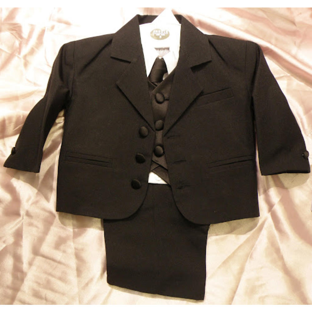 Angel size MEDIUM / Toddler Baby Boy BLACK Tuxedo suit/Christening Baptism/wedding/size MEDIUM/6-12 months/item#33-3/tie