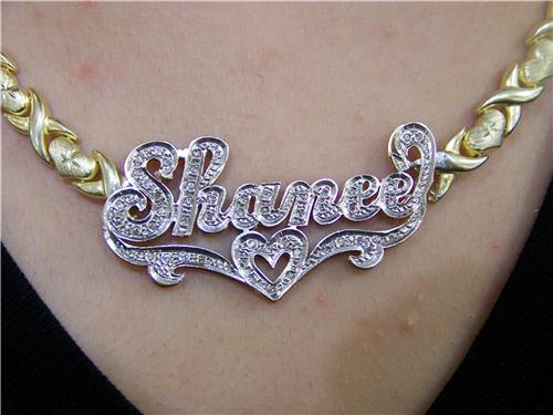 Nikfine Personalized 14k GP Double Name Plate necklace xoxo chain 3d /a3