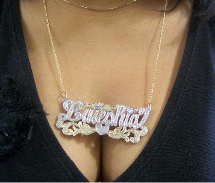 Nikfine 14k Gp 2 Inch Double Any Name Plate Necklace Personalized