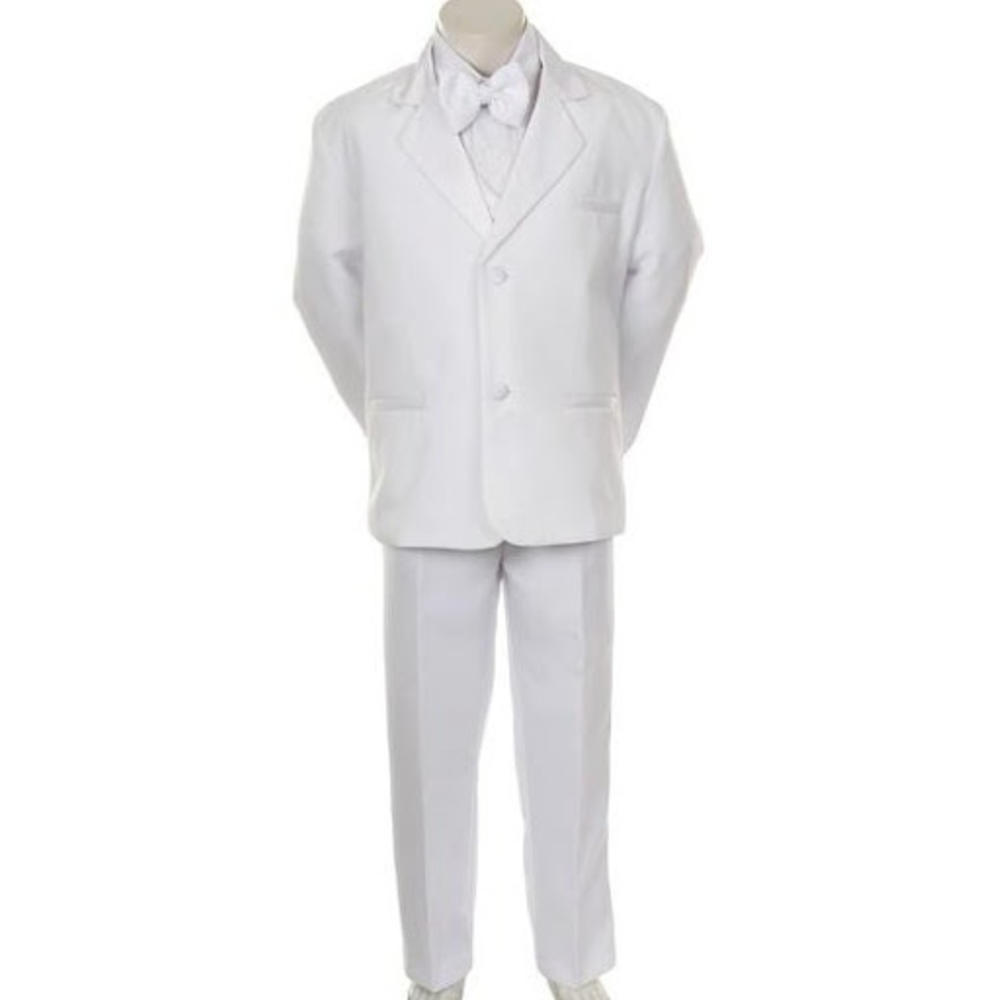 Angels Baby  Boy Tuxedo white suit/Christening Baptism dress/S/M/L/XL/3-6M/6-12M/12-18M/18-24M/SMALL/MEDIUM/LARGE/X LARGE/#BY010W/bow