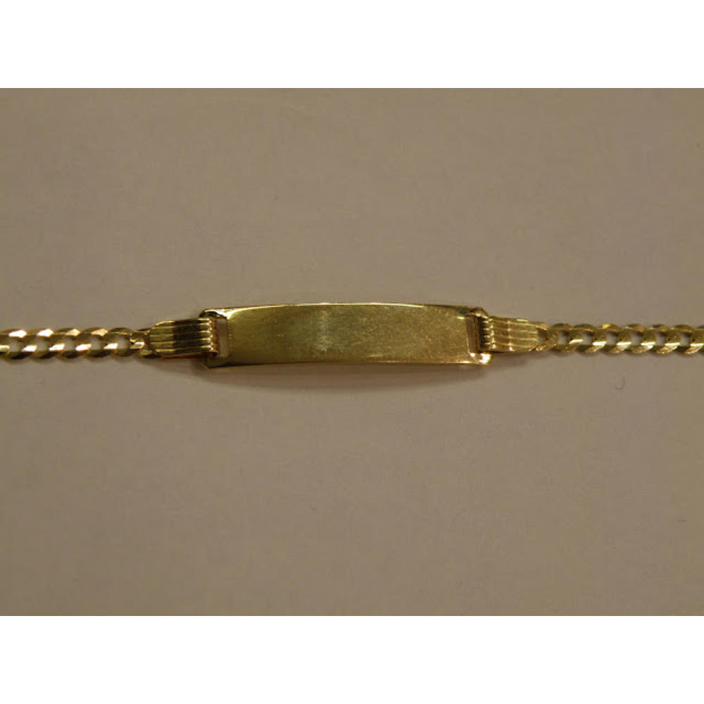 Angel 14 KT YELLOW GOLD CHILDREN BABY ID BRACELET/personalized free/QUBAN bracelet/6 inches