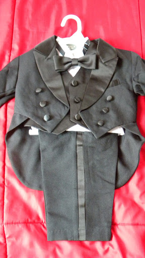 Angel EXTRA LARGE/18-24 months/Baby Boy BLACK Tuxedo suit tail Christening Baptism wedding DRESS/1290XL