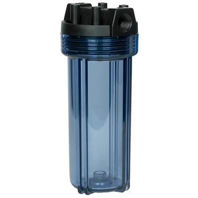 PureT - C891 Series - 10" Commercial Heavy Duty Filter Housing - Black Cap / Clear Sump 3/4" NPT With Pressure Release