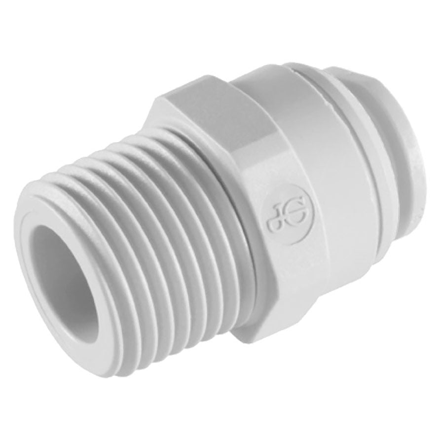John Guest - Polypropylene Male Connector Quick Connect Fitting - White 1/2" OD / 3/8" NPT / Single