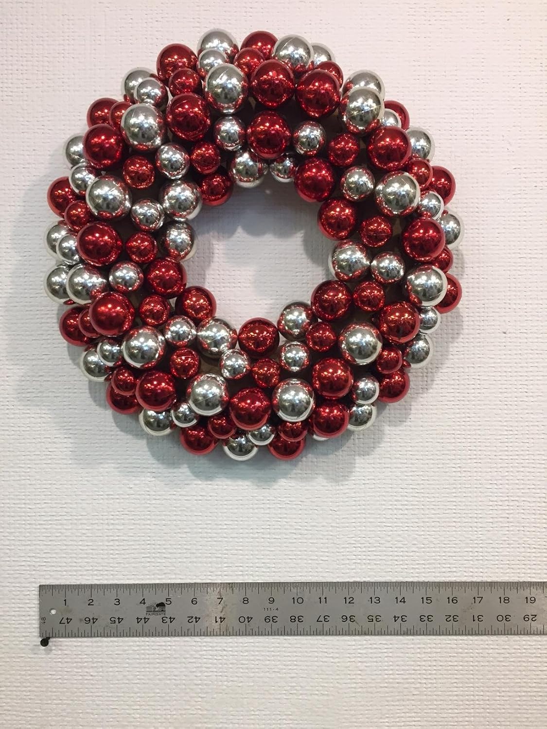 Red And Silver Ornament Wreath For Christmas Hanukkah Winter Front Door Decor