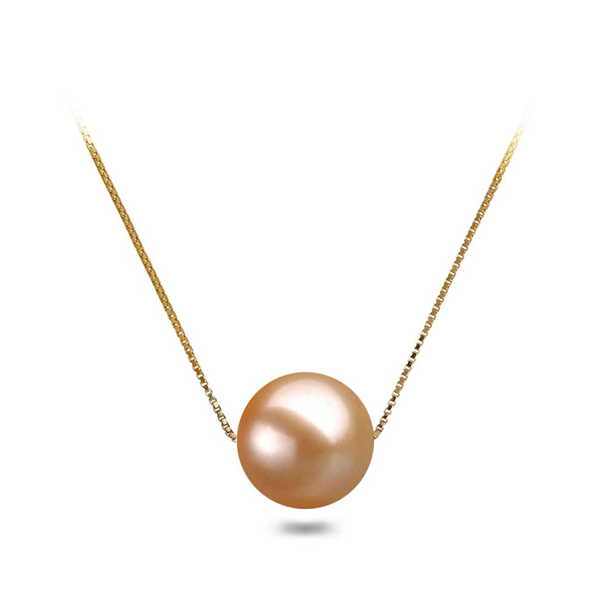 Orien Jewelry AAAA Japanese Freshwater Pearl Pendant Necklace Silver Chain Floating Pink Color Pearl Necklace Pendant Jewelry Set