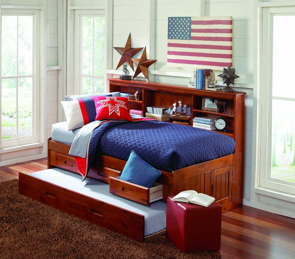 Daybeds Solid Wood Sears Discovery World Furniture Merlot Bookcase Day Bed Twin With 3 Drawer Storage And Trundle
