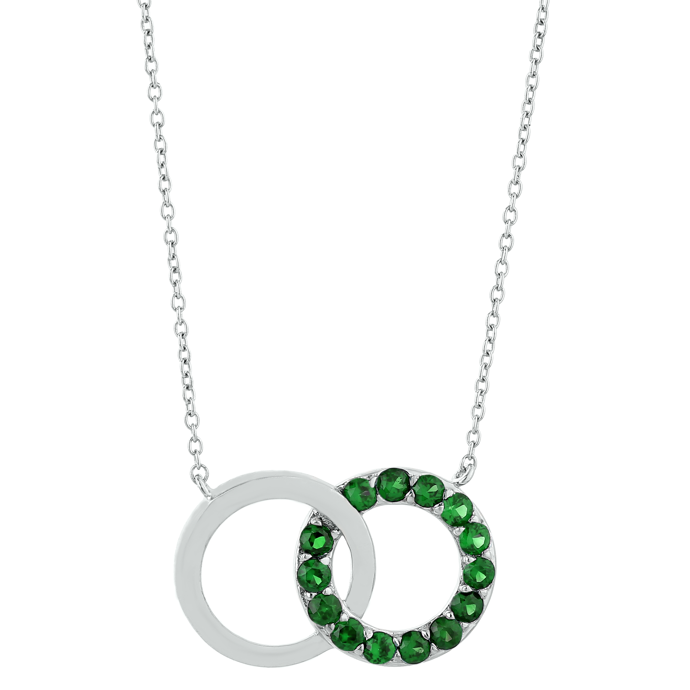 Metro Jewelry 1.12 Ct Round Green Emerald Sterling Silver Pendant 18" Chain
