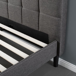 Zinus Upholstered Square Stitched Platform Bed With Wooden Slats Zinus Upholstered Square Stitched, Zinus Upholstered Square Stitched Platform Bed King Size