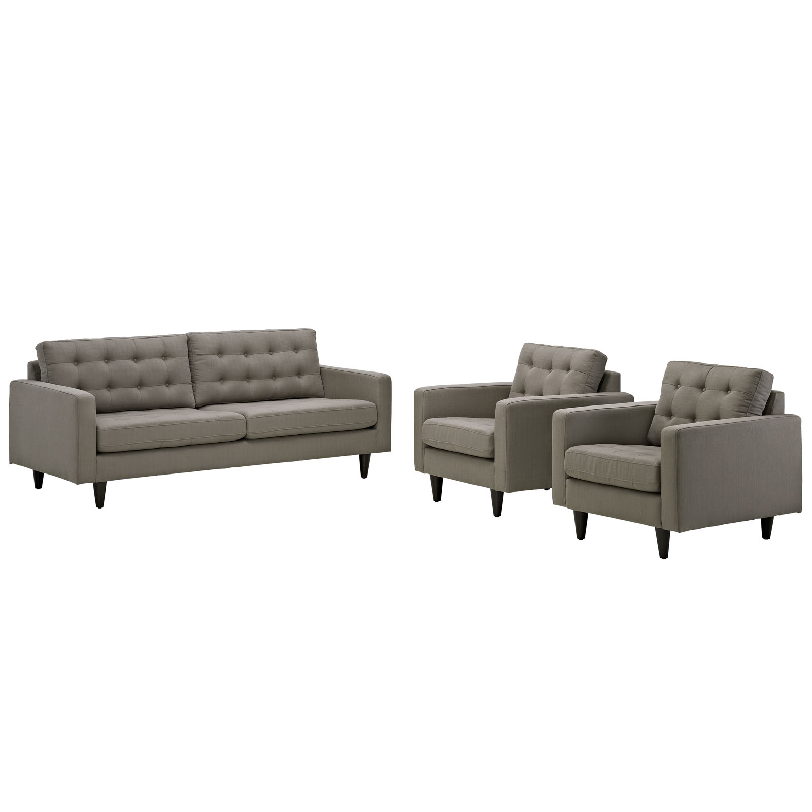 Modway Imports Granite Empress Sofa and Armchairs Set of 3