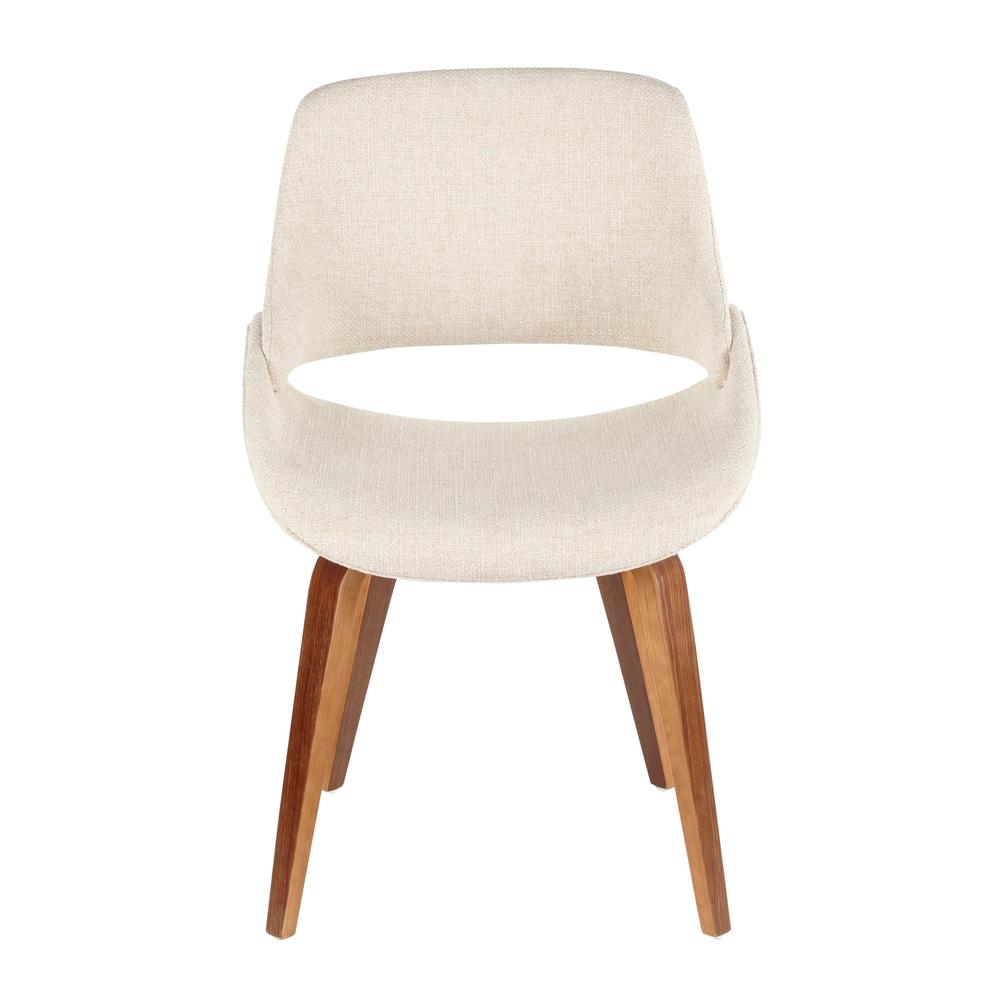 LUMI Fabrico MCM Dining/Accent Chair in Walnut and Cream Noise Fabric - Set of 2