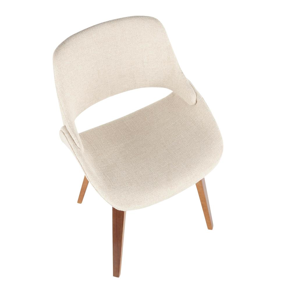 LUMI Fabrico MCM Dining/Accent Chair in Walnut and Cream Noise Fabric - Set of 2