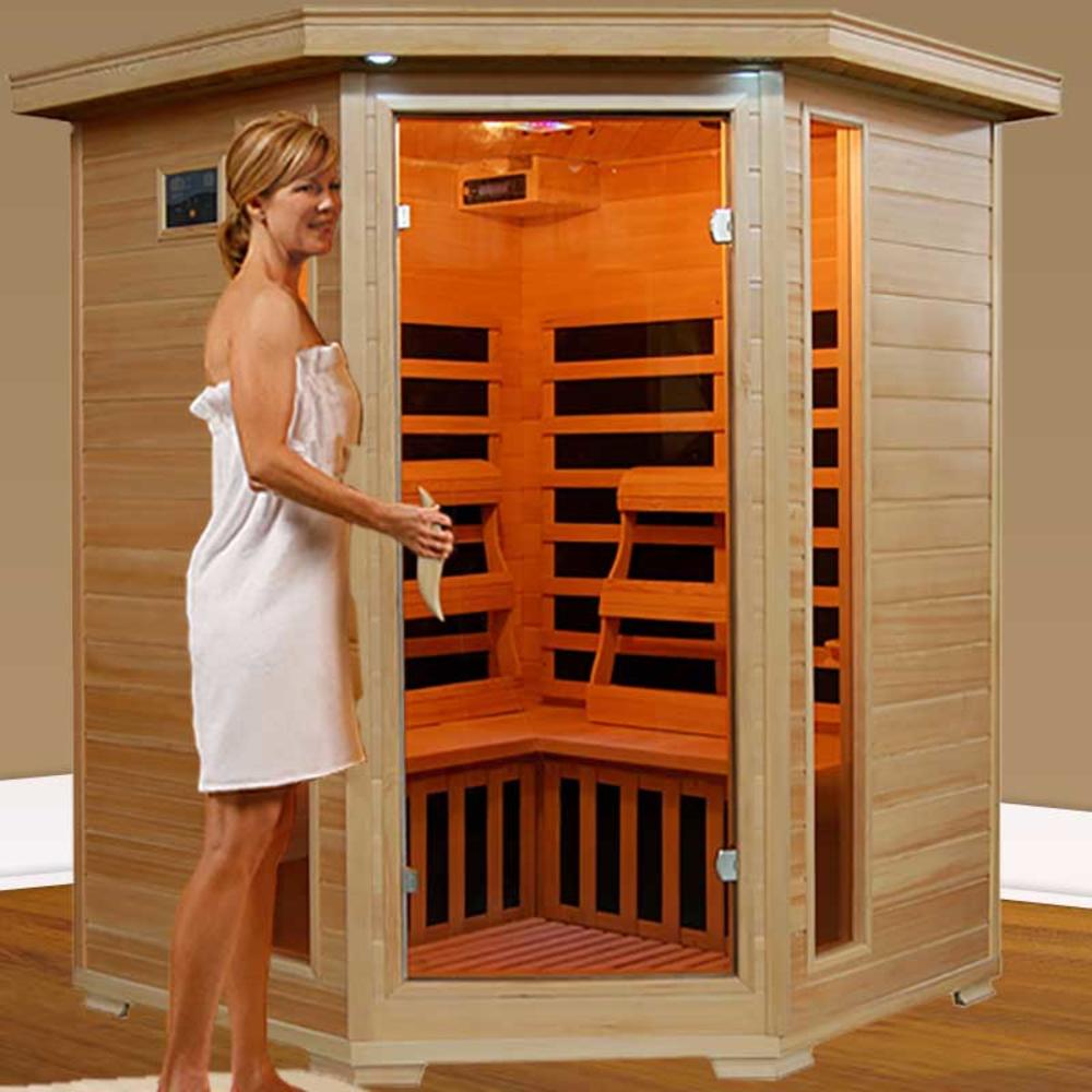 HeatWave Santa Fe 3 Person Corner HeatWave Infrared Sauna w/ Carbon Heater and Free Extras