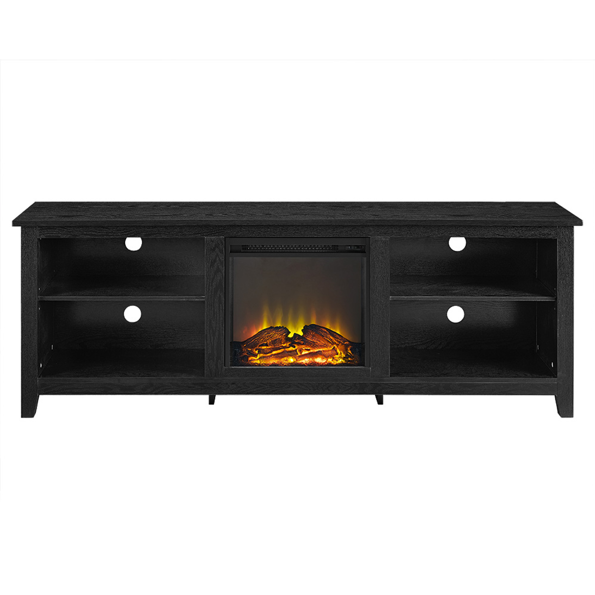 Furnituremaxx Sthomy 70" Black Wood Fireplace TV Stand