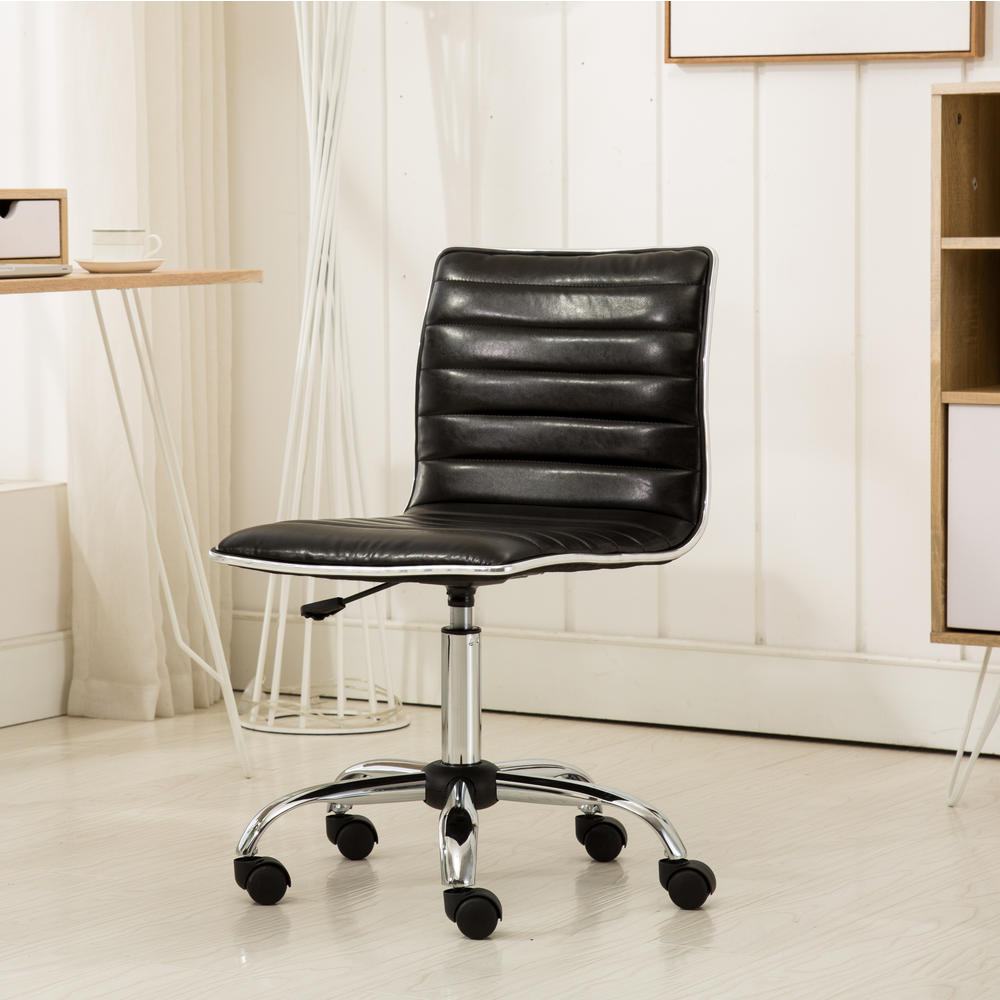 Furnituremaxx Fremo Chromel Adjustable Air Lift Office Chair in Black