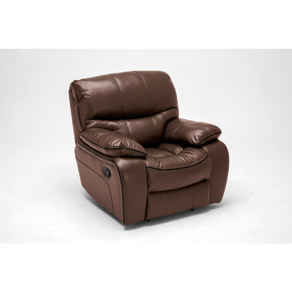 Furnituremaxx Ewa Brown Leather Air Reclining Sofa, Loveseat And Recliner