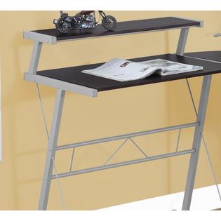 Furnituremaxx Cappuccino Top L Shaped Computer Desk With Silver