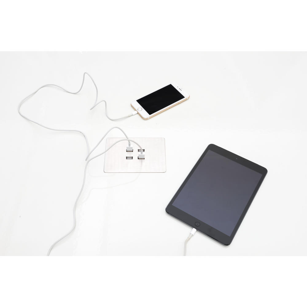 Furnituremaxx ODIEL MODERN WHITE BAR TABLE WITH CENTER BLOCK USB PANEL