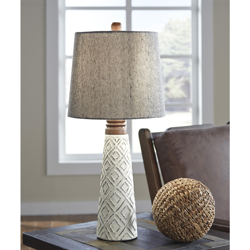 Furnituremaxx Cetrri White/Black Color Paper Table Lamp, Set of 2