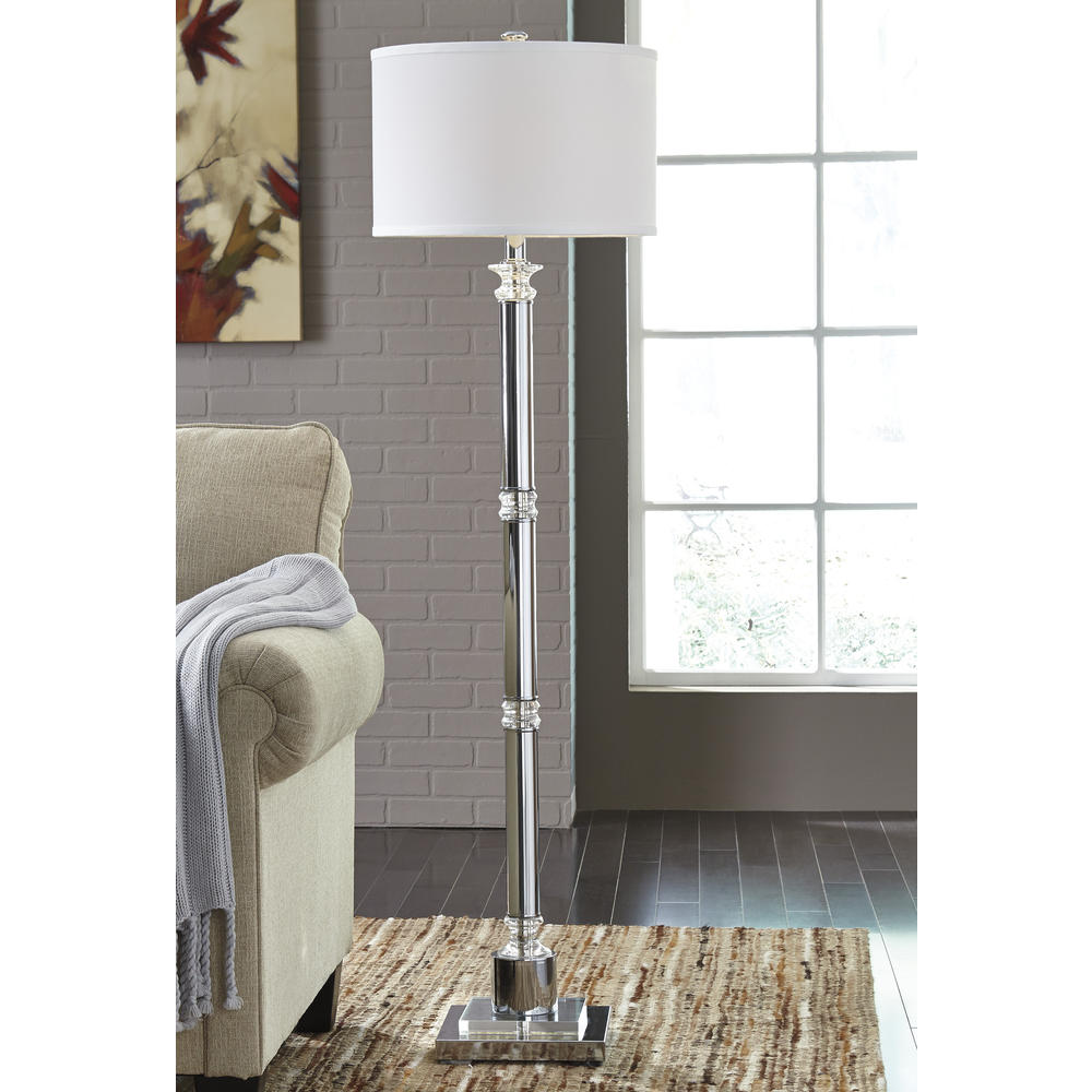 Furnituremaxx Merrlo Clear/Silver Finish Color Metal Floor Lamp