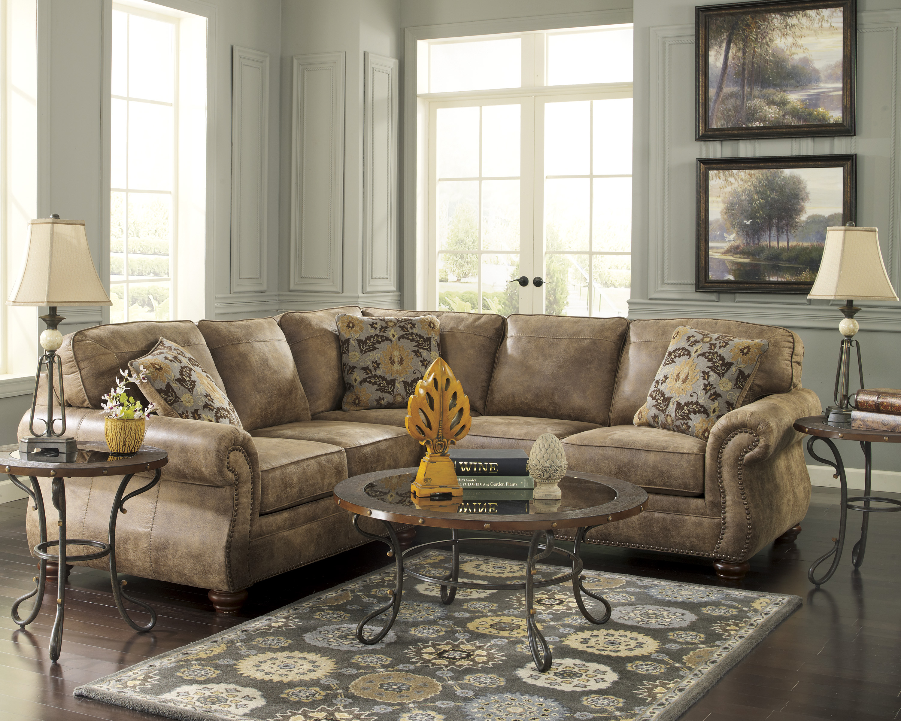 Color Faux Leather Sectional Sofa