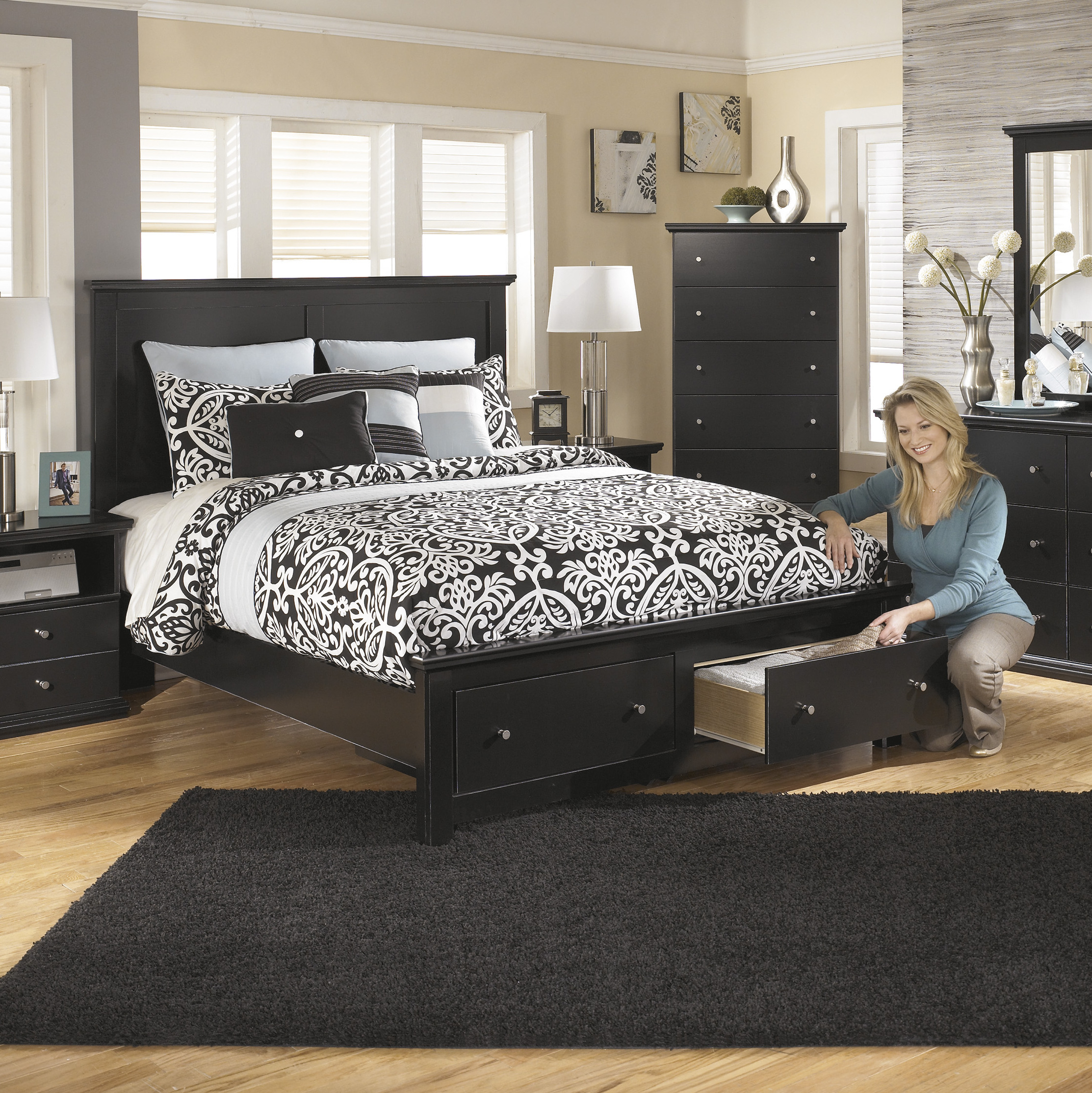 furnituremaxx platform casual queen bed storage