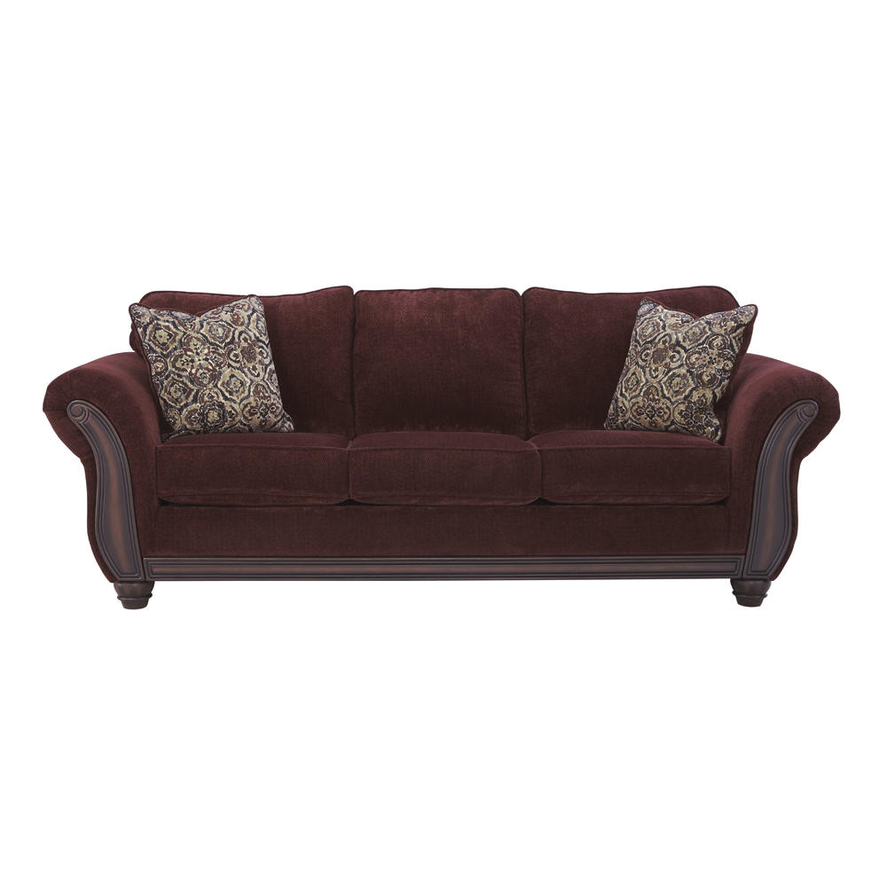 Furnituremaxx Chesterbrook Traditional Burgundy Color Fabric Sofa and Loveseat Set