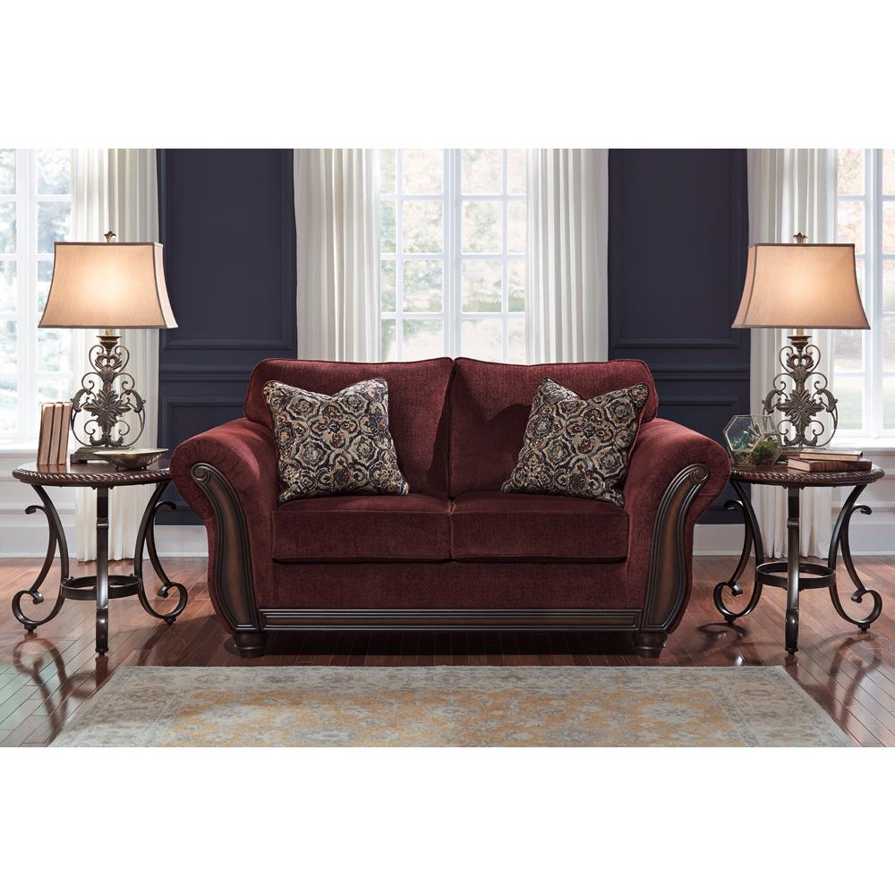 Furnituremaxx Chesterbrook Traditional Burgundy Color Fabric Sofa and Loveseat Set