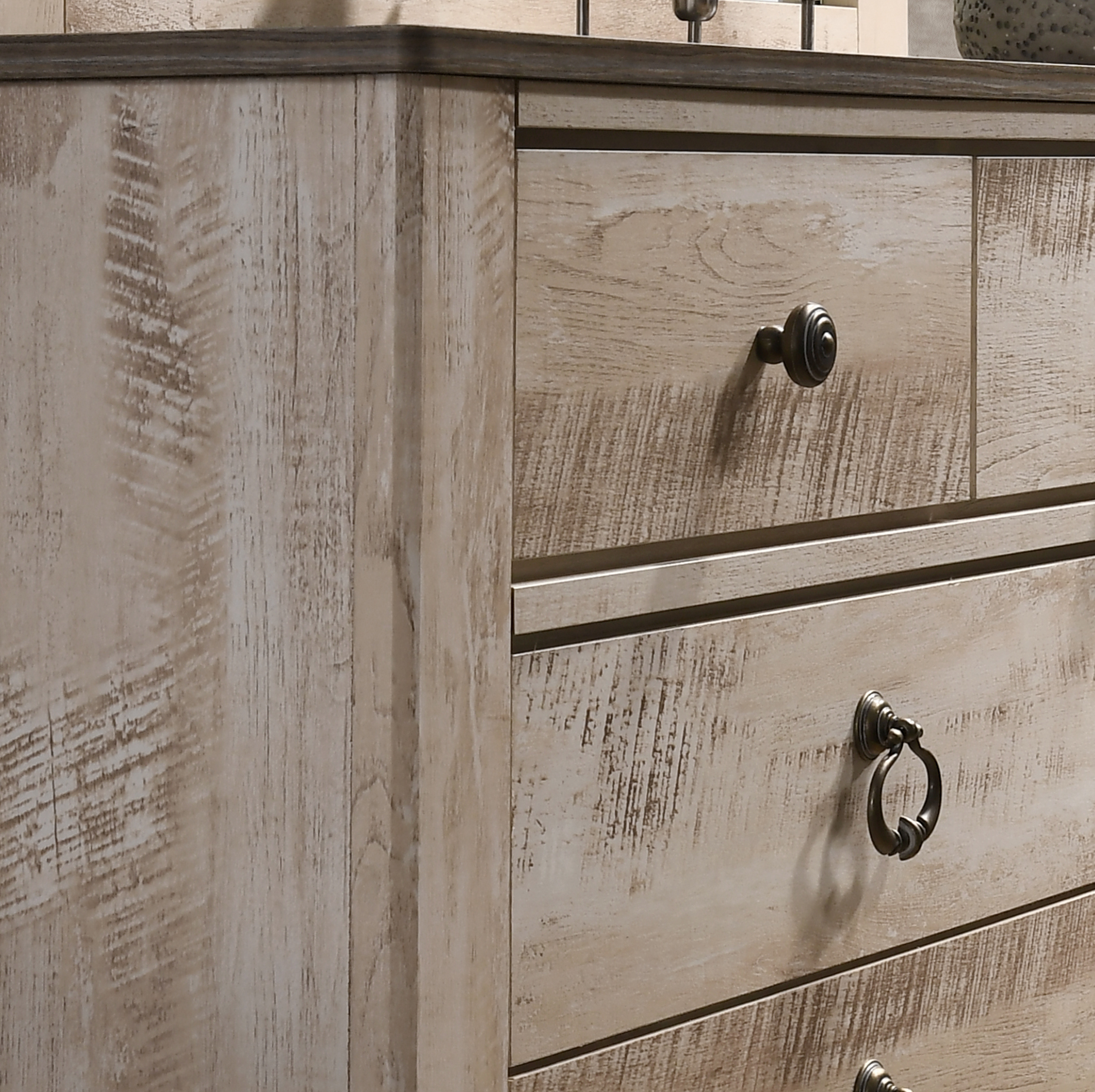 Furnituremaxx Imerland Contemporary White Wash Finish Patched Wood