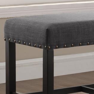 Furnituremaxx Biony Grey Fabric Counter Height Dining Bench With