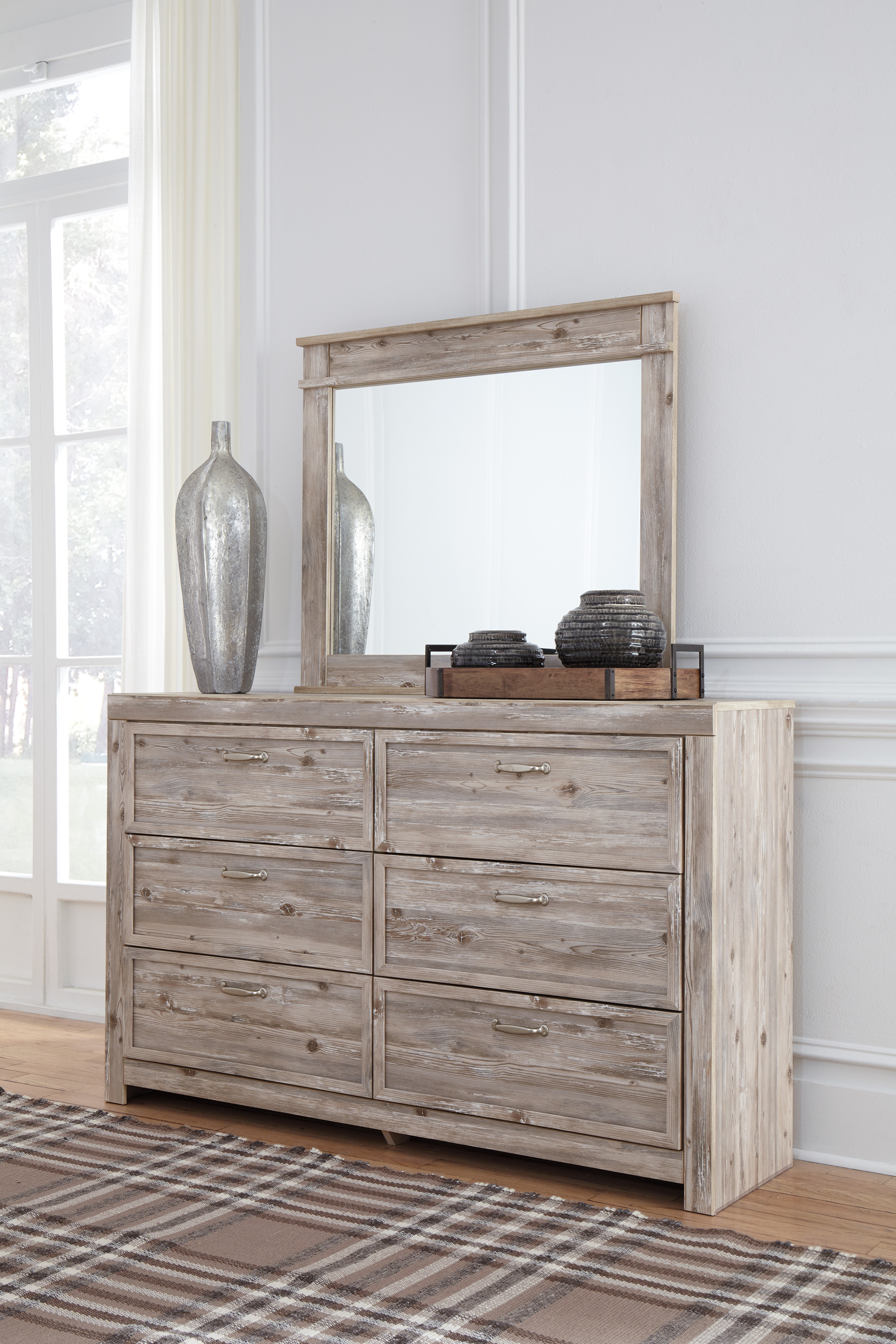 Furnituremaxx Williberry Casual Weathered Beige Color Wood Bedroom