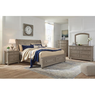 Furnituremaxx Latter Casual Light Gray Color Wood Bedroom