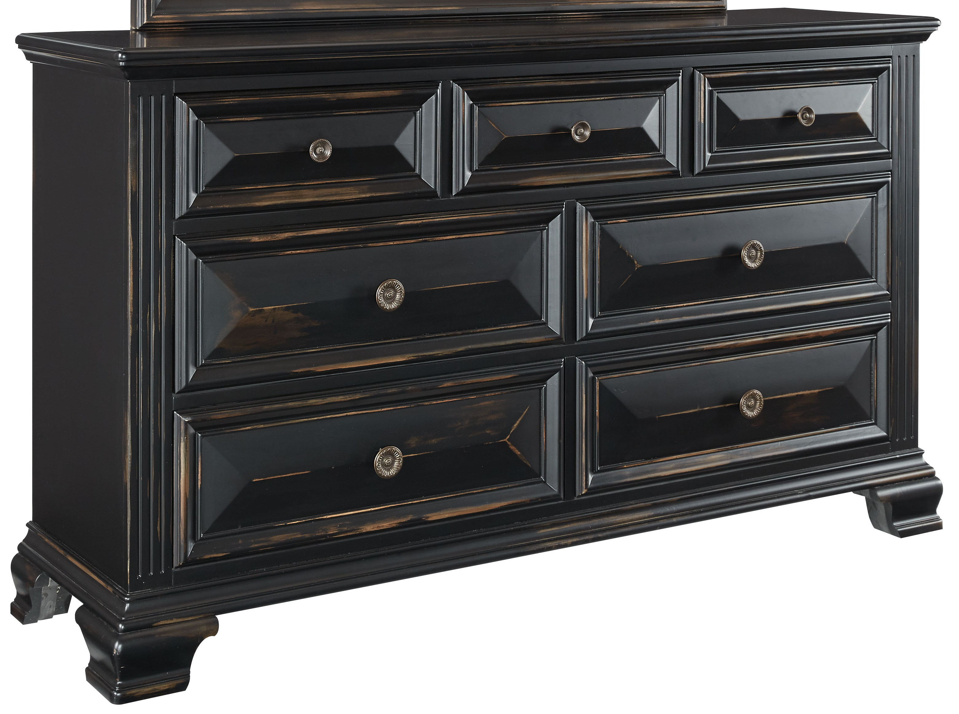 Furnituremaxx Kingston Vintage Black Finish With Wood Tone Rub