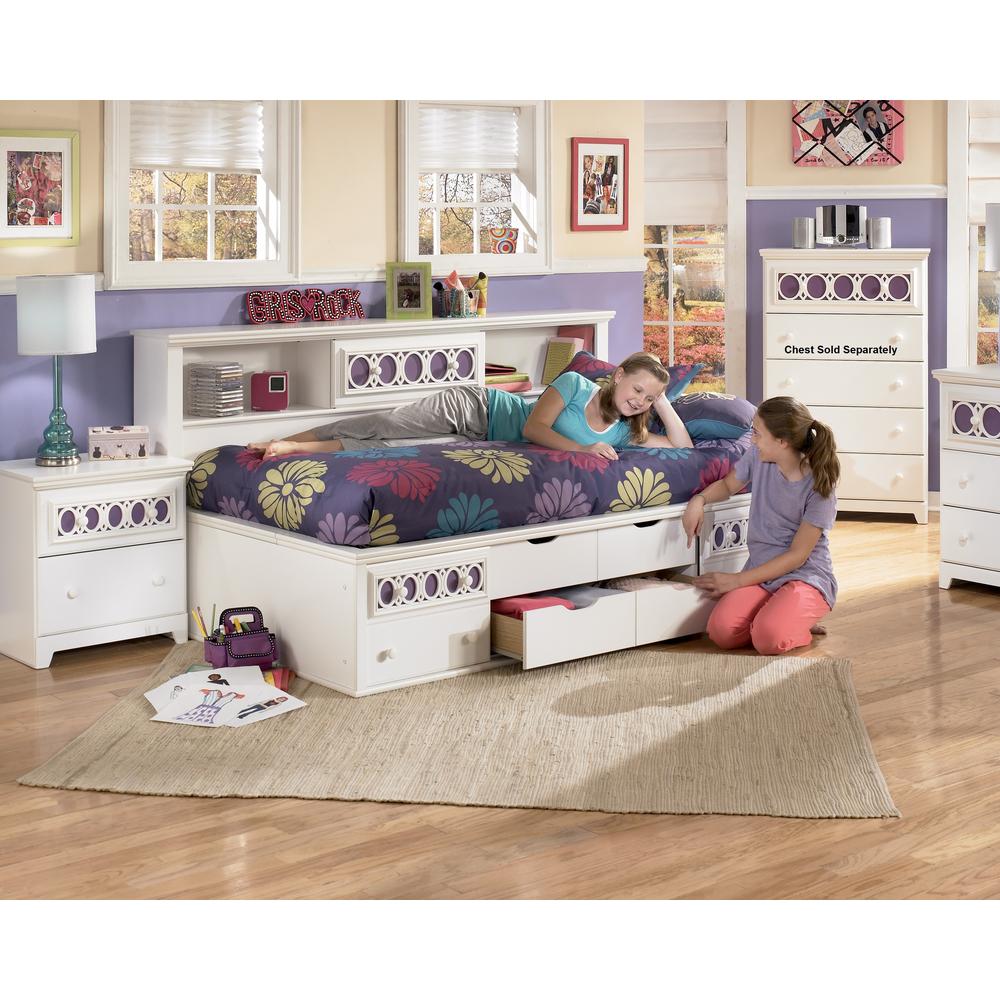 Furnituremaxx Jura White Finish 5PC Bedroom Set  Bookcase Twin Size Bed  Dresser  Mirror  2 Nightstands