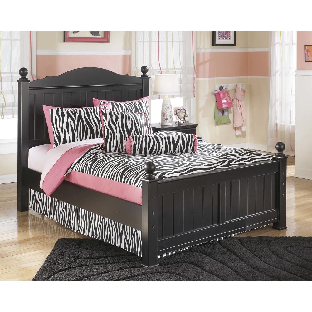 Furnituremaxx Jaidyn Youth Wood Poster Bed Room Set in Rich Black Finish  Full Bed  Dresser  Mirror  Nightstand