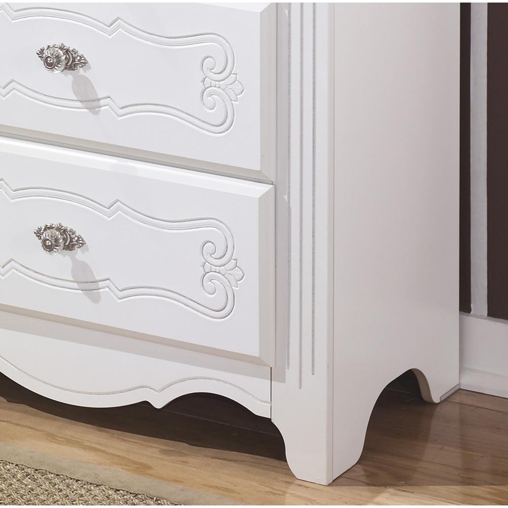 Furnituremaxx Exquisite Youth Full Size Sleigh Bed Room Set in White Color  Full Bed  Dresser  Mirror  Nightstand