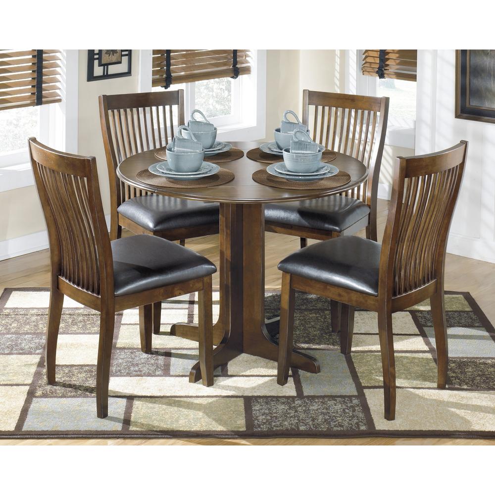 Furnituremaxx Stanman Medium Brown Round Drop Leaf Table W/ 4 Chairs