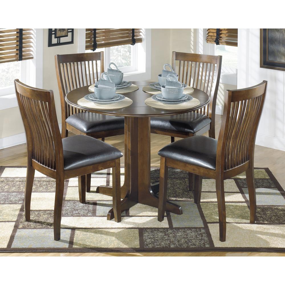 Furnituremaxx Stanman Medium Brown Round Drop Leaf Table W/ 4 Chairs