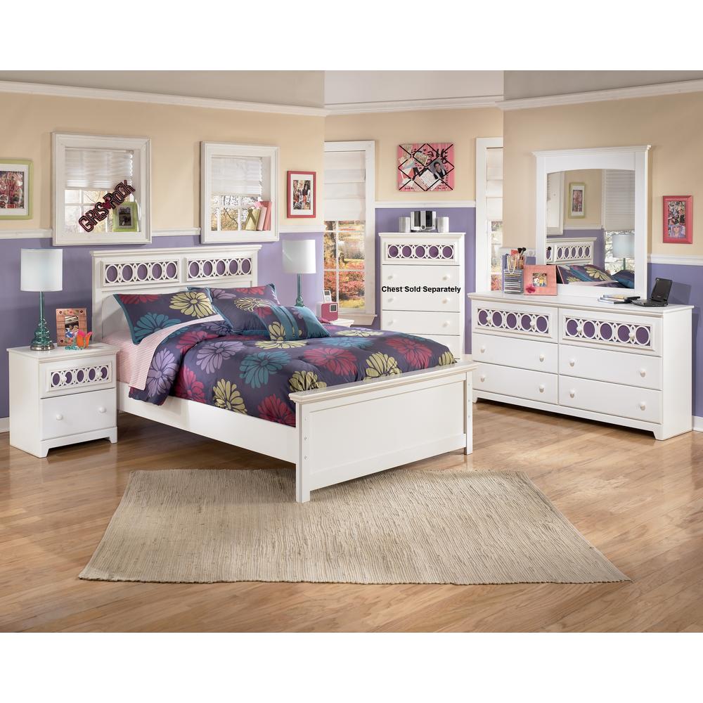 Furnituremaxx Jura White Finish 4PC Bedroom Set  Full Size Bed  Dresser  Mirror  Nightstand