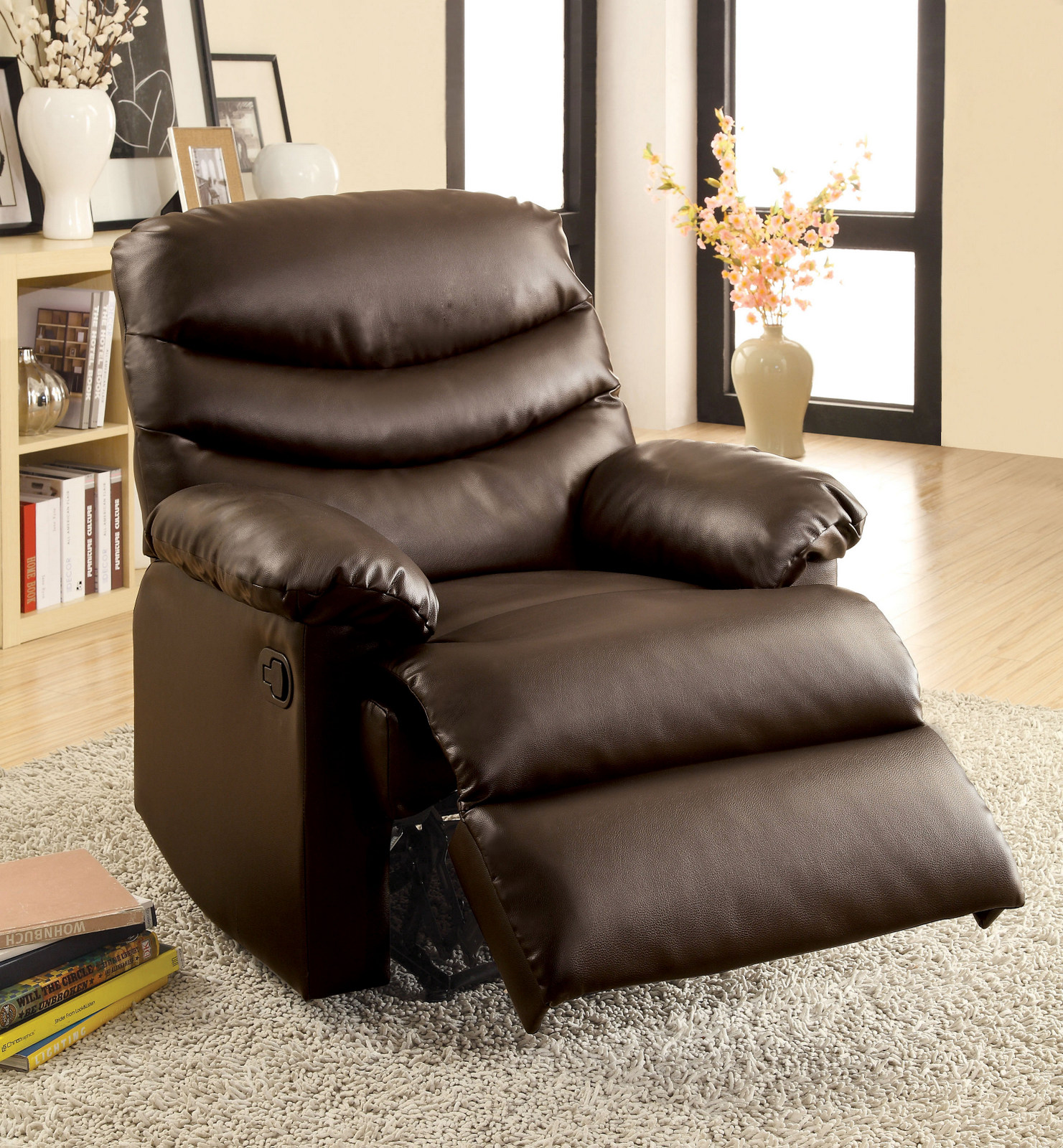 Furnituremaxx Mazon Brown Leatherette Recliner