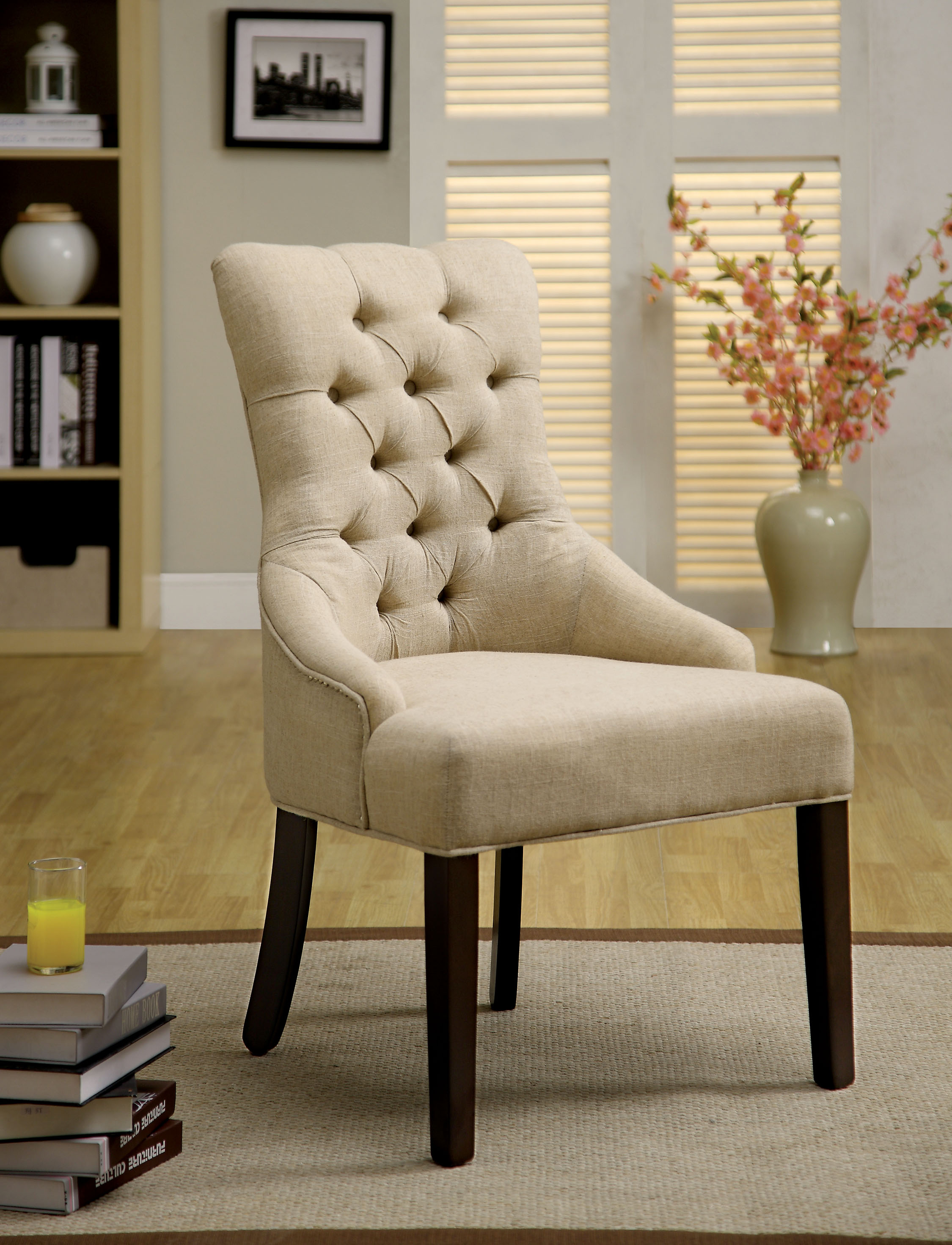 Furnituremaxx Maya Contemporary Tufted Ivory Accent Chair (set of 2)