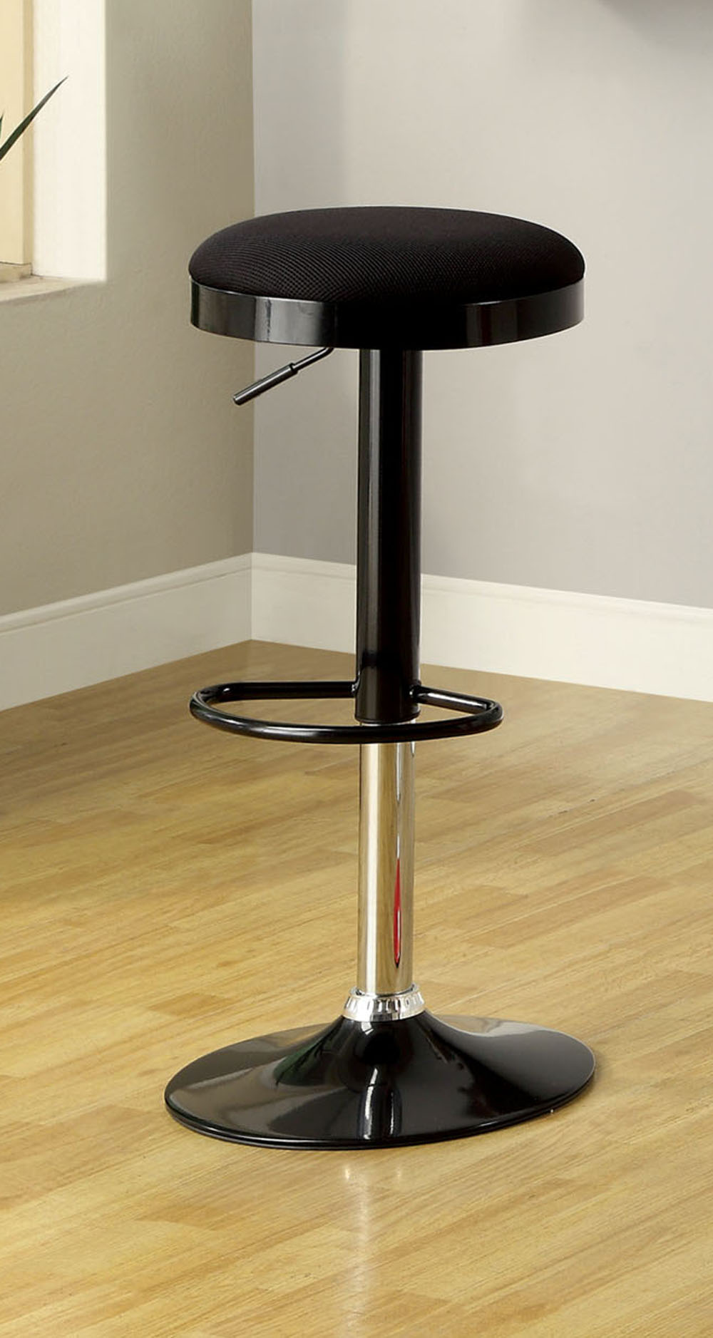 Furnituremaxx Hartly Black Mesh Height Adjustable Leatherette Bar Stool (set of 2)