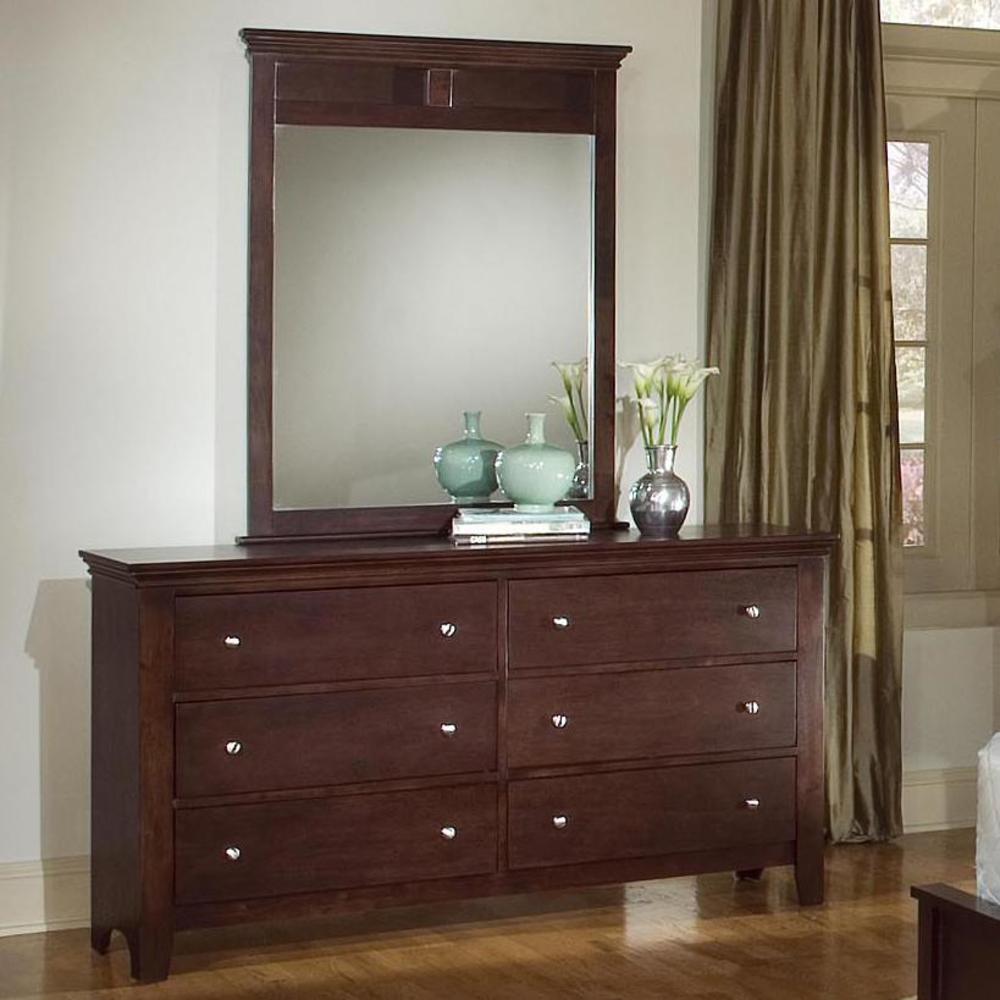 Furnituremaxx 5pc Cherry Finish Bundled Leather Bedroom Set (Queen Bed  Dresser  Mirror  2 Night Stands)