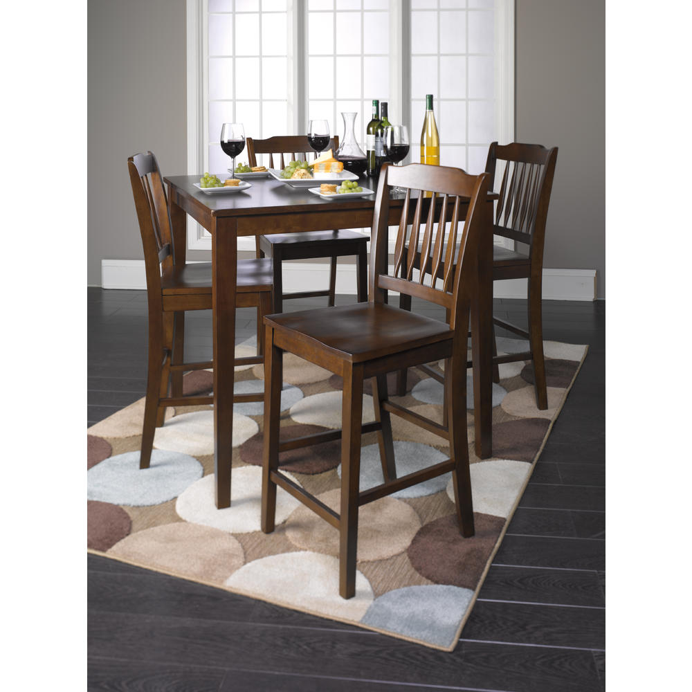 Furnituremaxx 5pc Cappuccino Finish Solid Wood Counter Height Dining Set