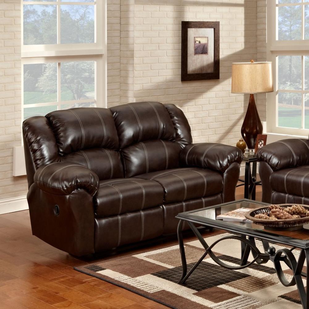 Furnituremaxx Dual Reclining Brown Leather Living Room Reclining Loveseat  Made In USA